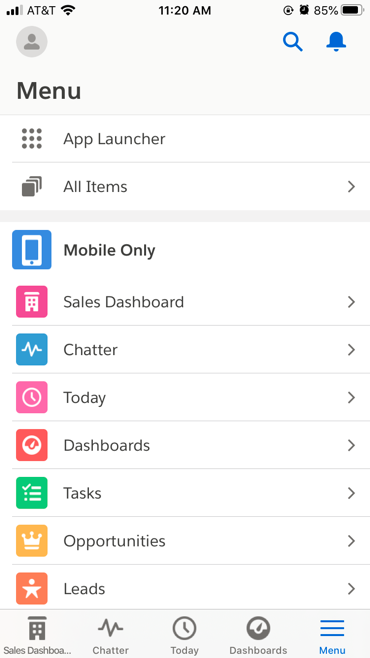Intuitive Navigation for Salesforce Mobile that mirrors Lightning Experience